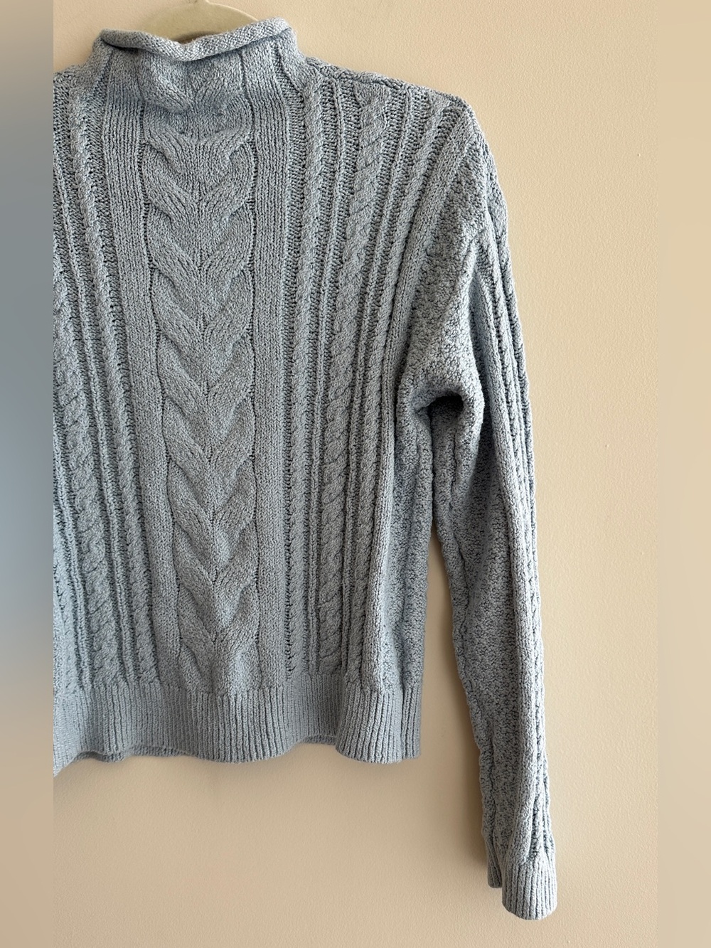 J. Crew Women’s Rollneck Cable Sweater, Light Blue, Size Small, 90s Sweater - Picture 12 of 16
